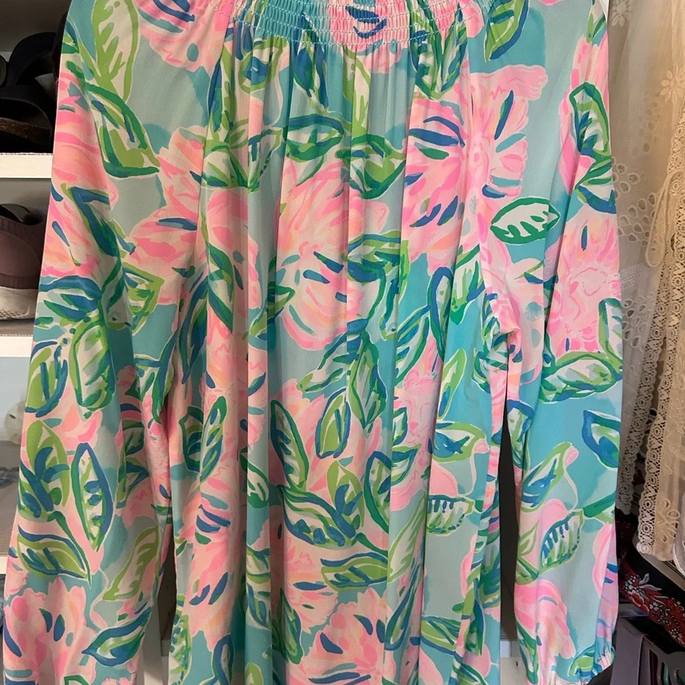 Lilly Pulitzer Silk Elsa Blouse Sz L - Picture 3 of 8